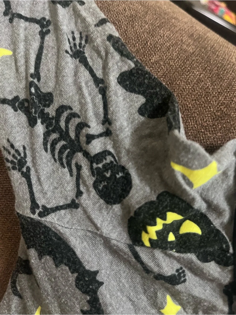 Little Sleepies Gray and Black Halloween Sleep Zipper Footie with Yellow Accents